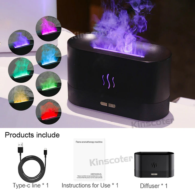 Aroma Diffuser Air Humidifier Ultrasonic Cool Mist Maker Fogger Led Essential Oil Flame Lamp Difusor