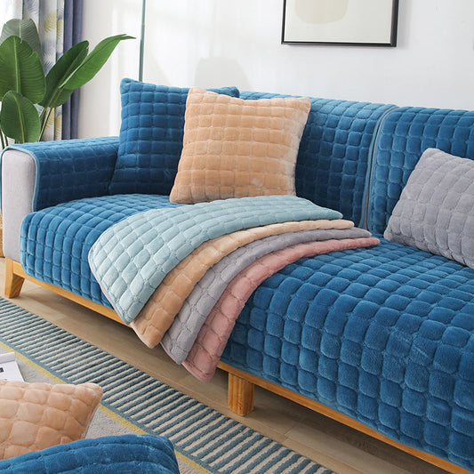 Plush Non-Slip Thickened Solid flannel Sofa Cover